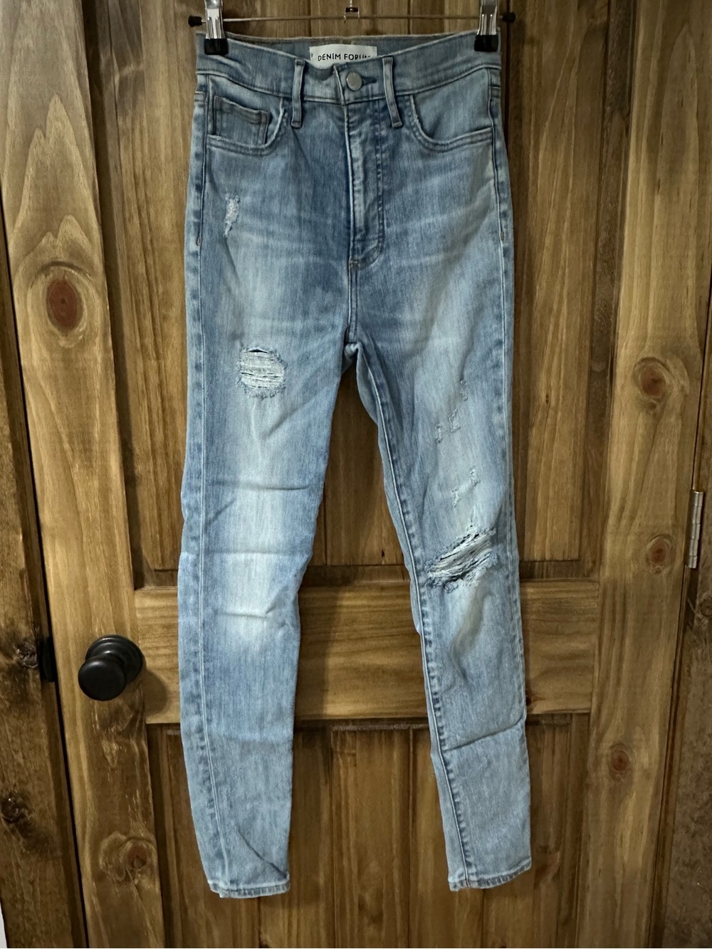 Denim Forum Lola High Rise Skinny Jeans distressed lightwash size 26